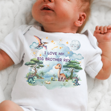 Load image into Gallery viewer, Personalised Baby Sleepsuit Baby Vest, I Love My Mummy Daddy Auntie, Dinosaur Design, Baby Shower Gift,