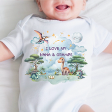 Load image into Gallery viewer, Personalised Baby Sleepsuit Baby Vest, I Love My Mummy Daddy Auntie, Dinosaur Design, Baby Shower Gift,