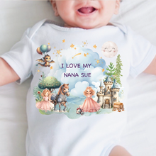 Load image into Gallery viewer, Personalised Baby Sleepsuit Baby Vest, I Love My Mummy Daddy Auntie, Princess Design, Baby Shower Gift, Custom Fairytale Baby Outfit