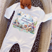 Load image into Gallery viewer, Personalised Baby Sleepsuit Baby Vest, I Love My Mummy Daddy Auntie, Fairy Design, Baby Shower Gift, Custom Fairytale Baby Outfit