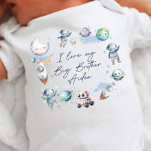 Load image into Gallery viewer, Personalised Baby Sleepsuit Baby Vest, I Love My Mummy Daddy Auntie, Space Astronaut Design, Baby Shower Gift, Custom Space Baby Outfit