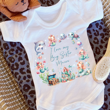 Load image into Gallery viewer, Personalised Baby Sleepsuit Baby Vest, I Love My Mummy Daddy Auntie, Mermaid Design, Baby Shower Gift, Custom Mermaid Baby Outfit