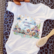 Load image into Gallery viewer, Personalised Baby Sleepsuit Baby Vest, I Love My Mummy Daddy Auntie, Fairy Design, Baby Shower Gift, Custom Fairytale Baby Outfit