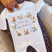 Load image into Gallery viewer, Personalised Baby Sleepsuit Baby Vest, I Love My Mummy Daddy Auntie, Teddy Bear Design, Baby Shower Gift, Custom Teddy Baby Outfit
