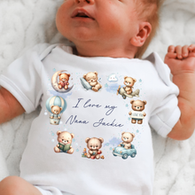 Load image into Gallery viewer, Personalised Baby Sleepsuit Baby Vest, I Love My Mummy Daddy Auntie, Teddy Bear Design, Baby Shower Gift, Custom Teddy Baby Outfit