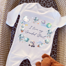 Load image into Gallery viewer, Personalised Baby Sleepsuit Baby Vest, I Love My Mummy Daddy Auntie, Space Astronaut Design, Baby Shower Gift, Custom Space Baby Outfit