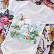 Load image into Gallery viewer, Personalised Baby Sleepsuit Baby Vest, I Love My Mummy Daddy Auntie, Dinosaur Design, Baby Shower Gift,