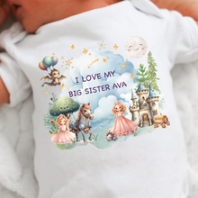 Load image into Gallery viewer, Personalised Baby Sleepsuit Baby Vest, I Love My Mummy Daddy Auntie, Princess Design, Baby Shower Gift, Custom Fairytale Baby Outfit