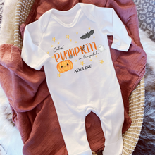 Load image into Gallery viewer, Personalised First Halloween Baby Vest My first Halloween Babygrow Pumpkin Baby's First Halloween Trick or Treat 1st Halloween Personalised Romper