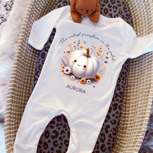 Load image into Gallery viewer, Personalised First Halloween Baby Vest My first Halloween Babygrow Pumpkin Baby's First Halloween Trick or Treat 1st Halloween Personalised Romper