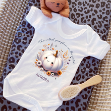 Load image into Gallery viewer, Personalised First Halloween Baby Vest My first Halloween Babygrow Pumpkin Baby's First Halloween Trick or Treat 1st Halloween Personalised Romper