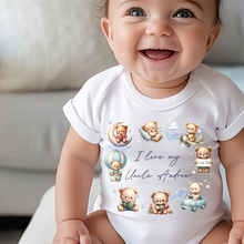 Load image into Gallery viewer, Personalised Baby Sleepsuit Baby Vest, I Love My Mummy Daddy Auntie, Teddy Bear Design, Baby Shower Gift, Custom Teddy Baby Outfit