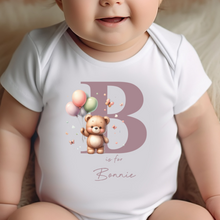 Load image into Gallery viewer, Hello my name is, baby girls coming home outfit, personalised gifts for baby girls, Hello Im New Here, New Baby announcement, Rainbow Baby