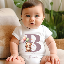 Load image into Gallery viewer, Hello my name is, baby girls coming home outfit, personalised gifts for baby girls, Hello Im New Here, New Baby announcement, Rainbow Baby