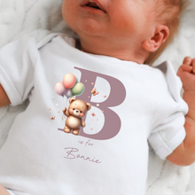 Load image into Gallery viewer, Hello my name is, baby girls coming home outfit, personalised gifts for baby girls, Hello Im New Here, New Baby announcement, Rainbow Baby
