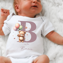Load image into Gallery viewer, Hello my name is, baby girls coming home outfit, personalised gifts for baby girls, Hello Im New Here, New Baby announcement, Rainbow Baby