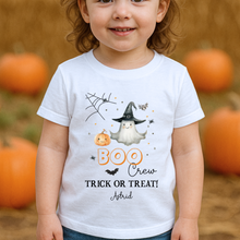 Load image into Gallery viewer, Personalised Halloween T-Shirt, Pumpkin Patch Tee, Custom Trick or Treat Tee, Spooky Tee, Too Cute to Spook, Boo Bag Gift, Girls Halloween Tee