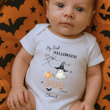 Load image into Gallery viewer, Personalised First Halloween Baby Vest My first Halloween Babygrow Pumpkin Baby's First Halloween Trick or Treat 1st Halloween Personalised Romper
