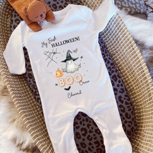 Load image into Gallery viewer, Personalised First Halloween Baby Vest My first Halloween Babygrow Pumpkin Baby's First Halloween Trick or Treat 1st Halloween Personalised Romper (Copy)