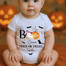 Load image into Gallery viewer, Personalised Halloween T-Shirt, Pumpkin Patch Tee, Custom Trick or Treat Tee, Spooky Tee, Too Cute to Spook, Boo Bag Gift, Girls Halloween Tee
