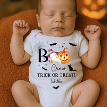 Load image into Gallery viewer, Personalised Halloween T-Shirt, Pumpkin Patch Tee, Custom Trick or Treat Tee, Spooky Tee, Too Cute to Spook, Boo Bag Gift, Girls Halloween Tee