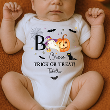 Load image into Gallery viewer, Personalised Halloween T-Shirt, Pumpkin Patch Tee, Custom Trick or Treat Tee, Spooky Tee, Too Cute to Spook, Boo Bag Gift, Girls Halloween Tee