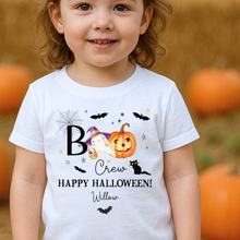 Load image into Gallery viewer, Personalised Halloween T-Shirt, Pumpkin Patch Tee, Custom Trick or Treat Tee, Spooky Tee, Too Cute to Spook, Boo Bag Gift, Girls Halloween Tee