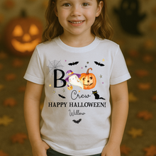 Load image into Gallery viewer, Personalised Halloween T-Shirt, Pumpkin Patch Tee, Custom Trick or Treat Tee, Spooky Tee, Too Cute to Spook, Boo Bag Gift, Girls Halloween Tee