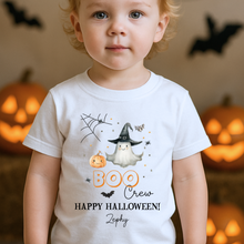 Load image into Gallery viewer, Personalised Halloween T-Shirt, Pumpkin Patch Tee, Custom Trick or Treat Tee, Spooky Tee, Too Cute to Spook, Boo Bag Gift, Girls Halloween Tee