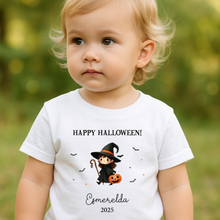 Load image into Gallery viewer, Personalised Halloween T-Shirt, Pumpkin Patch Tee, Custom Trick or Treat Tee, Spooky Tee, Too Cute to Spook, Boo Bag Gift, Girls Halloween Tee