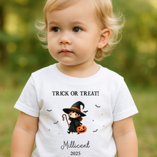 Load image into Gallery viewer, Personalised Halloween T-Shirt, Pumpkin Patch Tee, Custom Trick or Treat Tee, Spooky Tee, Too Cute to Spook, Boo Bag Gift, Girls Halloween Tee