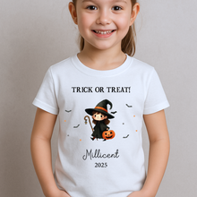 Load image into Gallery viewer, Personalised Halloween T-Shirt, Pumpkin Patch Tee, Custom Trick or Treat Tee, Spooky Tee, Too Cute to Spook, Boo Bag Gift, Girls Halloween Tee