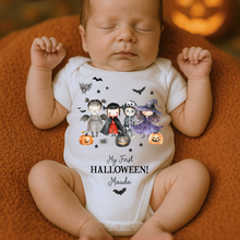 Load image into Gallery viewer, Personalised First Halloween Baby Vest My first Halloween Babygrow Pumpkin Baby's First Halloween Trick or Treat 1st Halloween Personalised Romper