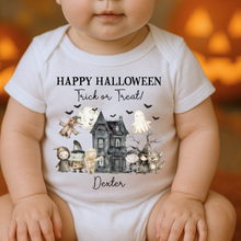 Load image into Gallery viewer, Personalised First Halloween Baby Vest My first Halloween Babygrow Pumpkin Baby's First Halloween Trick or Treat 1st Halloween Personalised Romper