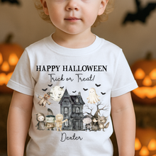 Load image into Gallery viewer, Personalised Halloween T-Shirt, Pumpkin Patch Tee, Custom Trick or Treat Tee, Spooky Tee, Too Cute to Spook, Boo Bag Gift, Girls Halloween Tee