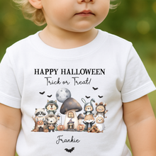 Load image into Gallery viewer, Personalised Halloween T-Shirt, Pumpkin Patch Tee, Custom Trick or Treat Tee, Spooky Tee, Too Cute to Spook, Boo Bag Gift, Girls Halloween Tee