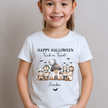 Load image into Gallery viewer, Personalised Halloween T-Shirt, Pumpkin Patch Tee, Custom Trick or Treat Tee, Spooky Tee, Too Cute to Spook, Boo Bag Gift, Girls Halloween Tee