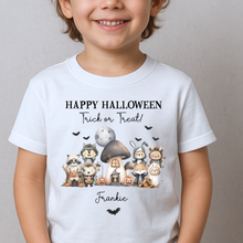 Load image into Gallery viewer, Personalised Halloween T-Shirt, Pumpkin Patch Tee, Custom Trick or Treat Tee, Spooky Tee, Too Cute to Spook, Boo Bag Gift, Girls Halloween Tee