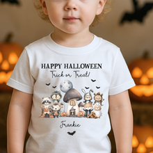 Load image into Gallery viewer, Personalised Halloween T-Shirt, Pumpkin Patch Tee, Custom Trick or Treat Tee, Spooky Tee, Too Cute to Spook, Boo Bag Gift, Girls Halloween Tee