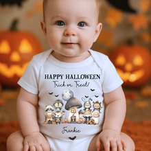 Load image into Gallery viewer, Personalised First Halloween Baby Vest My first Halloween Babygrow Pumpkin Baby's First Halloween Trick or Treat 1st Halloween Personalised Romper