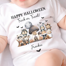 Load image into Gallery viewer, Personalised First Halloween Baby Vest My first Halloween Babygrow Pumpkin Baby's First Halloween Trick or Treat 1st Halloween Personalised Romper