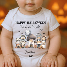 Load image into Gallery viewer, Personalised First Halloween Baby Vest My first Halloween Babygrow Pumpkin Baby's First Halloween Trick or Treat 1st Halloween Personalised Romper