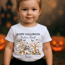 Load image into Gallery viewer, Personalised Halloween T-Shirt, Pumpkin Patch Tee, Custom Trick or Treat Tee, Spooky Tee, Too Cute to Spook, Boo Bag Gift, Girls Halloween T Shirt