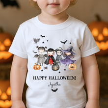 Load image into Gallery viewer, Personalised Halloween T-Shirt, Pumpkin Patch Tee, Custom Trick or Treat Tee, Spooky Tee, Too Cute to Spook, Boo Bag Gift, Girls Halloween Tee