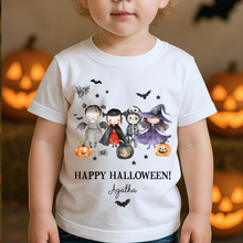 Load image into Gallery viewer, Personalised Halloween T-Shirt, Pumpkin Patch Tee, Custom Trick or Treat Tee, Spooky Tee, Too Cute to Spook, Boo Bag Gift, Girls Halloween Tee