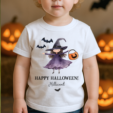 Load image into Gallery viewer, Personalised Halloween T-Shirt, Pumpkin Patch Tee, Custom Trick or Treat Tee, Spooky Tee, Too Cute to Spook, Boo Bag Gift, Girls Halloween Tee