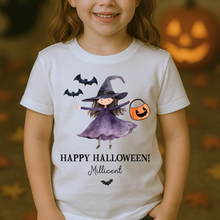 Load image into Gallery viewer, Personalised Halloween T-Shirt, Pumpkin Patch Tee, Custom Trick or Treat Tee, Spooky Tee, Too Cute to Spook, Boo Bag Gift, Girls Halloween Tee