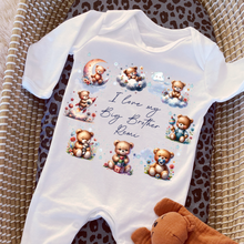 Load image into Gallery viewer, Personalised Baby Sleepsuit Baby Vest, I Love My Mummy Daddy Auntie, Teddy Bear Design, Baby Shower Gift, Custom Teddy Baby Outfit