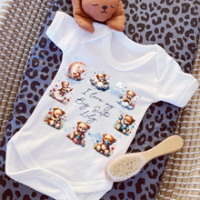 Load image into Gallery viewer, Personalised Baby Sleepsuit Baby Vest, I Love My Mummy Daddy Auntie, Teddy Bear Design, Baby Shower Gift, Custom Teddy Baby Outfit