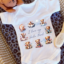 Load image into Gallery viewer, Personalised Baby Sleepsuit Baby Vest, I Love My Mummy Daddy Auntie, Teddy Bear Design, Baby Shower Gift, Custom Teddy Baby Outfit